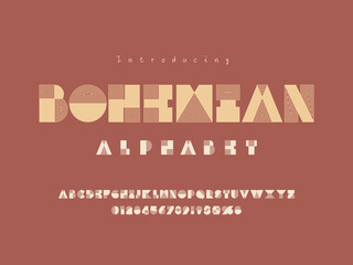 Fototapete - Vector of stylized abstract alphabet design with uppercase, numbers and symbols