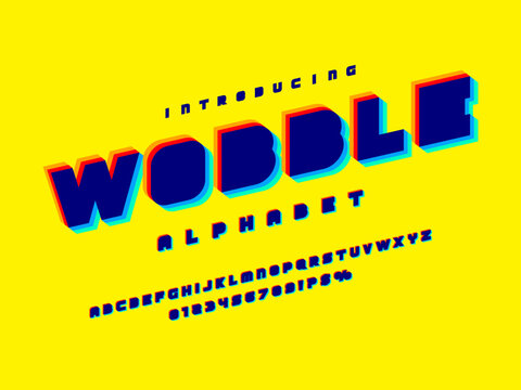 Overlay colors alphabet design with uppercase, numbers and symbols