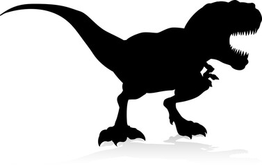 Wall Mural - Fierce Tyrannosaurs Rex dinosaur silhouette illustration