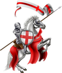 Wall Mural - An illustration of Saint George in medieval knight armour mounted on his horse