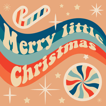 Retro vintage Christmas greeting card Groove Christmas card. Vector illustration