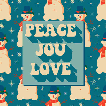 Retro vintage Christmas greeting card Groove Christmas card. Vector illustration