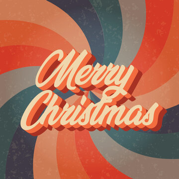 Retro vintage greeting card Merry Christmas. Groove Christmas card. Vector illustration