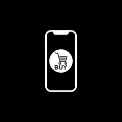 Poster - Smart phone Online shopping icon isolated on dark background