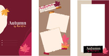 Story Post Template.Autumn Story Post.Red Brown Torn Paper Promotion Post 