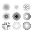 © Yuliia - Identification process. Abstract background. Black rings sound wave and line with points in a circle. Sound wave wallpaper. Radio station signal. Circle spin vector set.