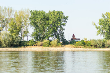 A panoramic view of the bank of the Danube river. A panoramic view of the bank of the Danube river in nice sunny weather.