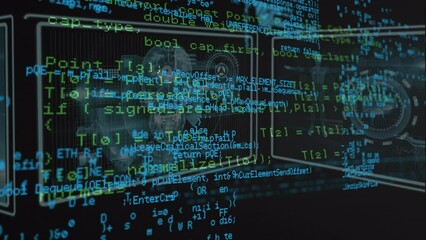 Poster - Animation of data processing over digital screens with diverse data in digital space