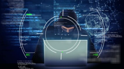 Poster - Animation of scope scanning and data processing over man using tablet