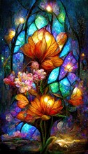 Colorful Multicolored Bright Picture. Painted Bright Butterfly And Flowers. Abstract Colorful Background.