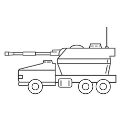 Wall Mural - Military modern icon vehicle vector line icon. Self-propelled artillery installation.Outline vector illustration. Isolated on white background.