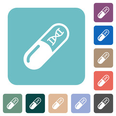 Poster - Medicine with dna molecule rounded square flat icons