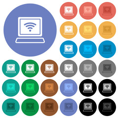 Canvas Print - Laptop computer with wireless symbol alternate round flat multi colored icons