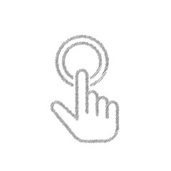 Poster - Finger pressing button sketch grey vector icon