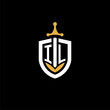 Creative letter IL logo gaming esport with shield and sword design ideas
