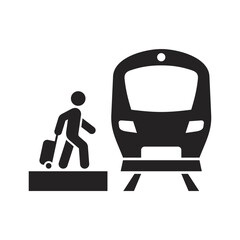 Sticker - Train station icon. Platform. Passenger. Travel. Vector icon isolated on white background.