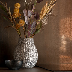 Wall Mural - Decorative vase with flowers, close-up