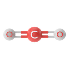 CO2 , Carbon dioxide chemical formula. 3D chemical structure.