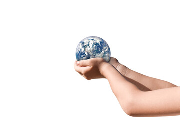 Canvas Print - earth, globe in hand on transparent background - png format. elements of this image furnished by nas