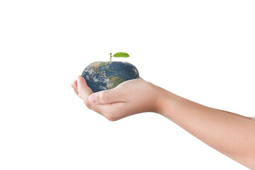 Canvas Print - apple earth in hand on transparent background - png format. elements of this image furnished by nasa