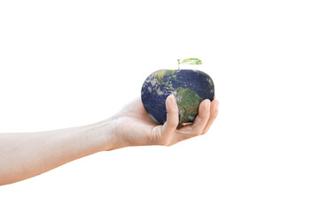 Canvas Print - apple earth in hand on transparent background - png format. elements of this image furnished by nasa