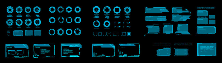 Poster - set of elements for hud interface. futuristic virtual user interface with dialog boxes, portals and 