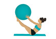 © Béa - Illustration Femme et ballon yoga Pilates, dessin à la main, image fond isolé