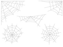 Collection Of Cobwebs For Halloween. Vector Illustration Isolated On White Background
