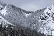 Winter Mountain landscape in Julian Alps Slovenia on Mountain Pass Road of Vrsic Slovenia