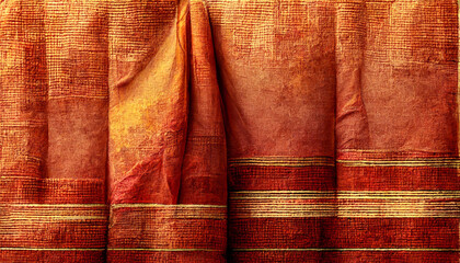 Wall Mural - 3D Render close up shot of indian fabric with colorful pattern. Abstract background.