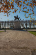 Statue of Louis XIV in Montpellier france park in autum with clear sky royal monarch