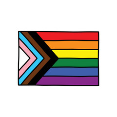 Wall Mural - progress pride flag doodle icon, vector color line illustration