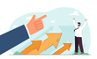 © PCH.Vector - Huge hand pointing at successful businessman. Man rejoicing over raising financial statistics flat vector illustration. Wealth, business, market concept for banner, website design or landing web page