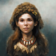 Portrait Of Young Prehistoric Woman