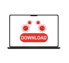 Poster - boot error warning on laptop. Emergency alert about malware, virus, trojan, phishing or hacking threat. Vector illustration
