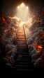 Leinwandbild Motiv stairs from hell to heaven Digital Art Illustration Painting Hyper Realistic