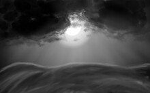 Rainy Black And Stormy Clouds Are Covering The Sun In Desert Black White Illustrated Natural Photo 4k Size 3480 X 2160 Px