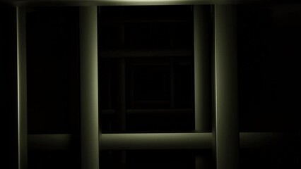 Poster - Black and light green color of pyramid shape fractal figures moving one by one. Design. Abstract pattern with moving blocks.