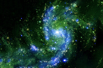 Wall Mural - green space nebula in dark space. elements of this image furnished by nasa