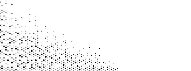 Poster - Halftone abstract geometric background frame. Monochrome texture of hexagons. Linear pattern of cells, honeycomb. Design banner, poster website, frame social networks, business. Vector illustration.