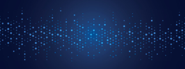 Poster - Blue neon abstract geometric background frame. Glow texture of hexagons. Linear pattern of cells, honeycomb. Design of banner, poster website, frame social networks, business. Vector illustration.