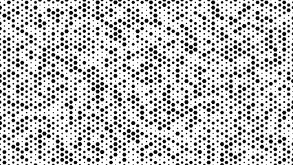 Poster - Halftone abstract geometric background frame. Monochrome texture of hexagons. Linear pattern of cells, honeycomb. Design banner, poster website, frame social networks, business. Vector illustration.