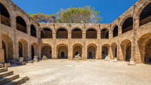 Inner Courtyard Of The Archaeological Museum Of Rhodes Town, Greece, Europe.