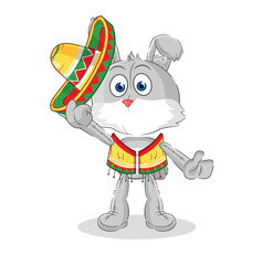 Poster - rabbit Mexican culture and flag. cartoon mascot vector