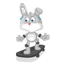 Sticker - rabbit riding skateboard cartoon character vector