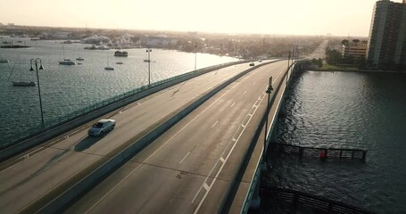 Sticker - Blue Heron Bridge In West Palm Beach, Florida Evening Aerial 4k