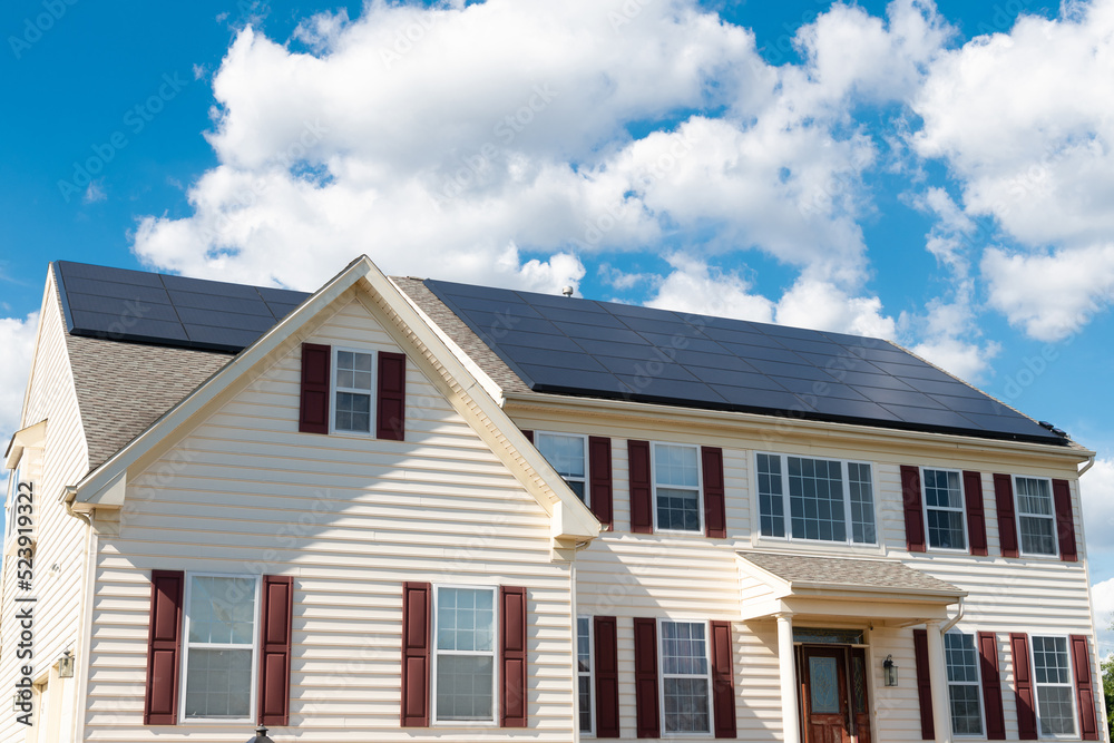 solar panels on roof of the house renewable energy sustainable sources ...