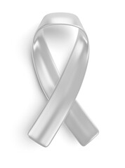 Sticker - White awareness ribbon in 3d render realistic