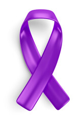 Sticker - Purple awareness ribbon in 3d render realistic