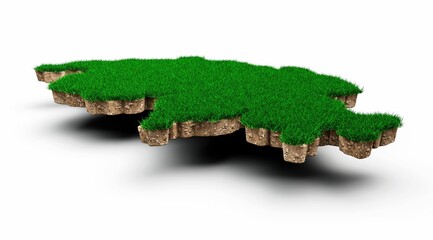 Sticker - 3d illustration of the Switzerland map with green grass isolated on a white background